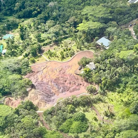 The coloured earths at Chamarel seen from above