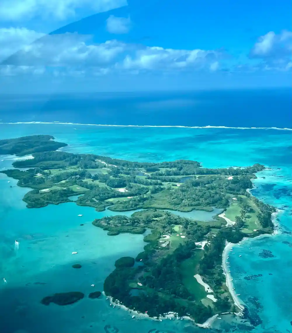 The golf island inlets and points seen from height